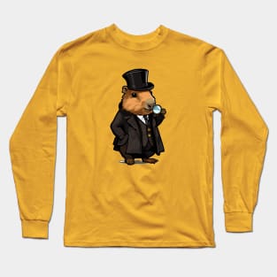 Cute Capybara Detective Gentlaman Long Sleeve T-Shirt